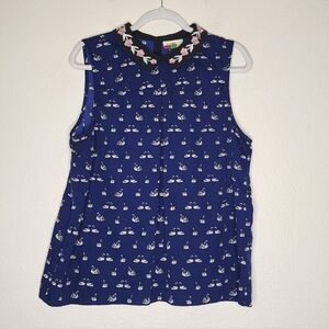 ModCloth FERVOUR Swan Print Top XL
